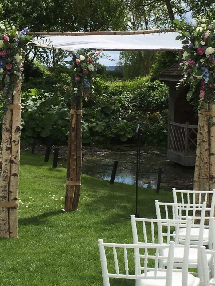 Triple Birch Chuppah - Jewish wedding canopy hire