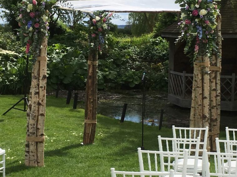 Triple Birch Chuppah hire - Jewish wedding canopy, UK