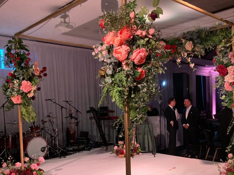 Gold Frame Chuppah hire - Jewish wedding canopy, UK