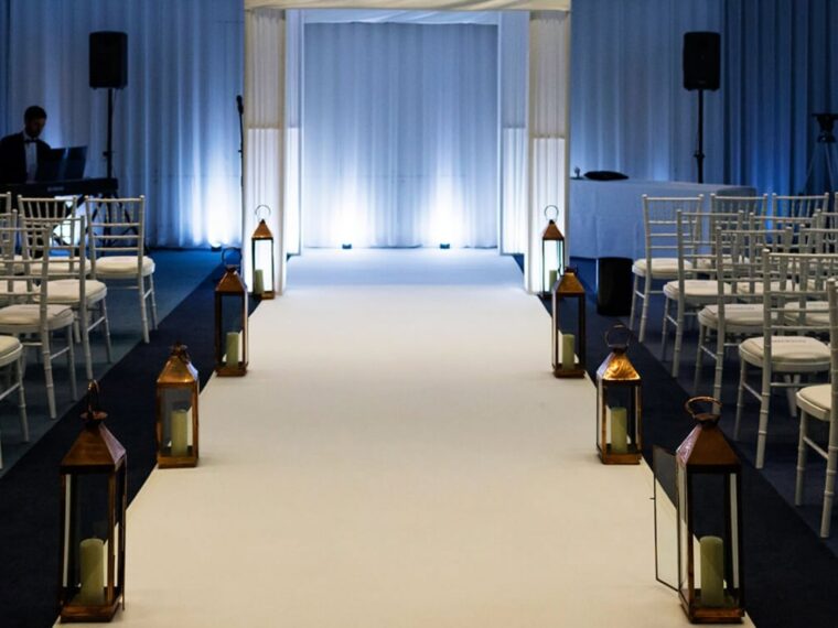 Pleated Column Chuppah hire - Jewish wedding canopy, UK